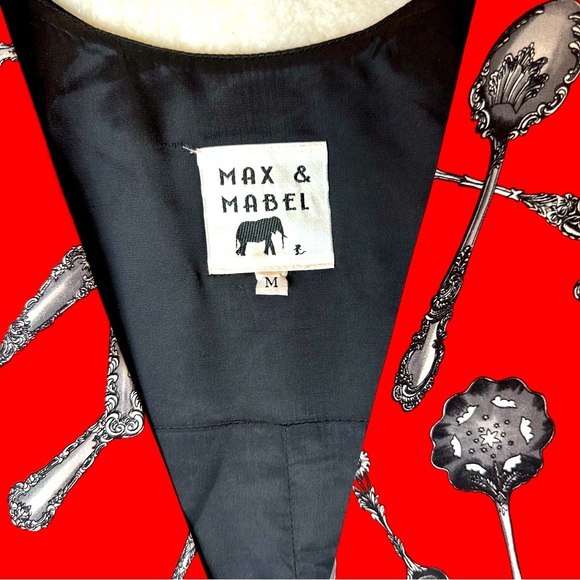 Max & Mabel Vtg Kimono tapestry 100% Silk red spoon pattern Vest Medium - Picture 5 of 8